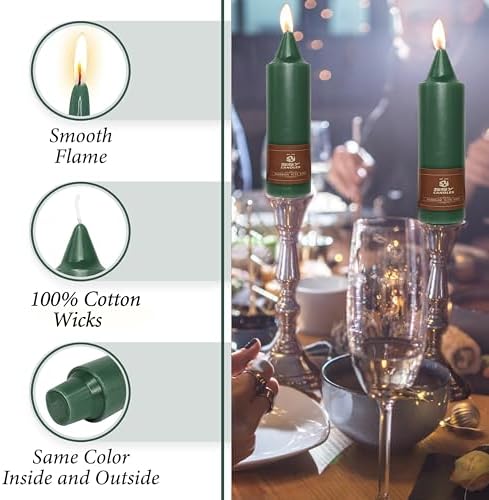 Dark Green Short Taper Candle Candle Sticks, 5 Inch Mini Pillar Candles Small Taper Candles, 4PCS Handmade Unscenteds Candlesticks for Festive, Party, Spell, Wedding, Home Decor - Image 3