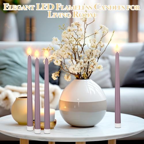 Macarrie 24 Packs Flameless Taper Candles Battery LED 11",Light Purple - Image 5