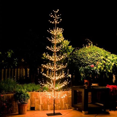 Birch Tree Light 7 Feet 736L LED Artificial Tree Christmas Decorations Lighted Tree for Home Party Festival and Outdoor Use Warm White by LeruchditeLEDStringLights