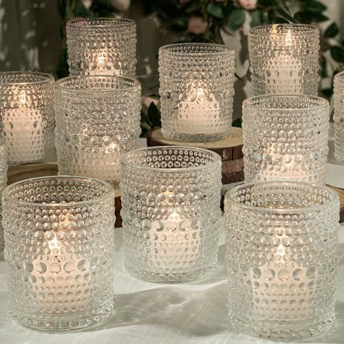 TRIRITE Large Votive Candle Holder, 12 Pack 2.7x3.5in Clear Candle Holders by TRIRITE