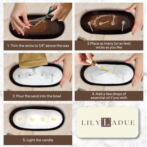 LILY LADUE Sand Candle Refill Kit - 1Lb/16Oz Cherry Scented Aroma Beads, Red Pearled Candles Sand and Wicks (24) Without Holder, Decorative Reusable Powder Pearls Bulk Wax Pearls for Refillable Set - Image 4