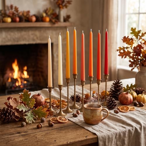 MTLEE 32 Pcs Long Taper Candlestick Bulk 10 Inch Smokeless, Orange - Image 4