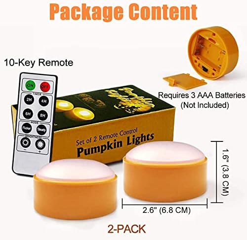 2 PCS Halloween LED Pumpkin Lights with Remote and Timer, Battery Operated Orange Jack-O-Lantern Light for Halloween Decor, Flameless Candles for Pumpkin Decoration - Image 5