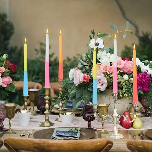 Dripless Rose Scented Taper Candle Gradient Colored Candlesticks 10 Inch Long Taper Candles for Home Decor Women Gift - Image 2