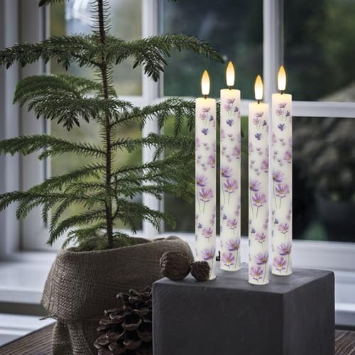 Purple Flower Flameless Taper Candle Battery Operated Remote Timer - Image 5