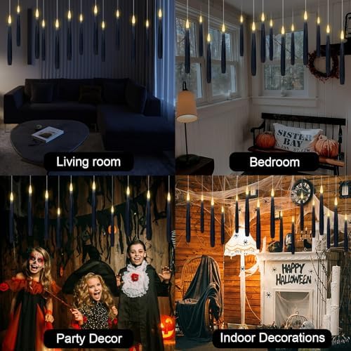 GenSwin Flameless Floating Candles Wand Halloween Decorations Black 22pcs - Image 5