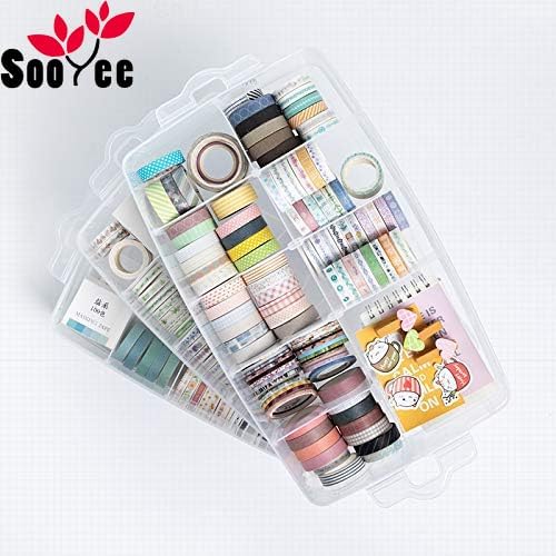 Sooyee 3-Layer Things & Crafts Storage Box, Large | 30 Adjustable Compartments, For Washi Tape, Embroidery Accessories, Threads Bobbins, Kids Toy, Nail Polish, Jewelry