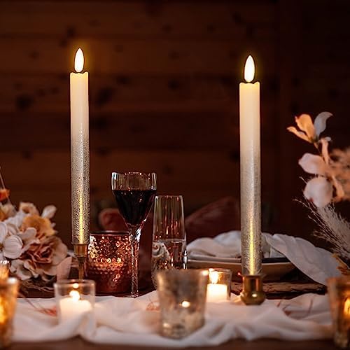 Silver Flameless Taper Candles Battery Operated with Remote Timer - Image 3