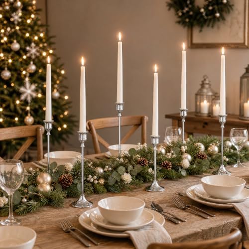 NLBTW Silver Candlestick Holders, Metal Taper Candle Holder, Set of 6 - Image 2