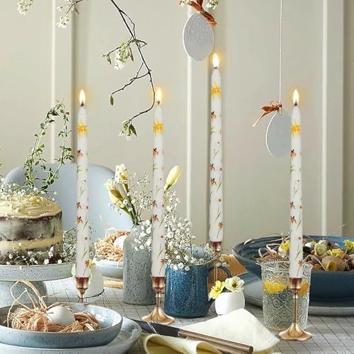 2 Pack White Flame Orchid 10Inch Taper Candles - Flower Pattern Candles Unscented Unsmoke Tall Taper Candle Sticks for Dinner Wedding Birthday Home Decoration - Image 5
