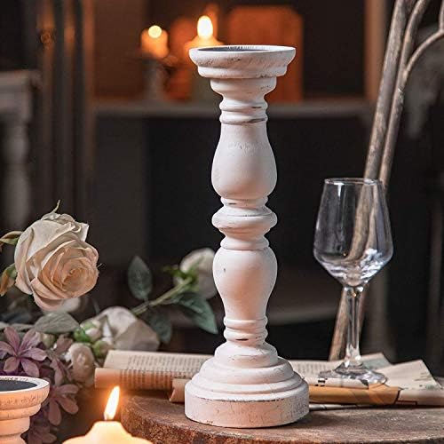 SOFE 14“ White Candle Holders for Pillar Candles, Farmhouse Rustic - Image 5