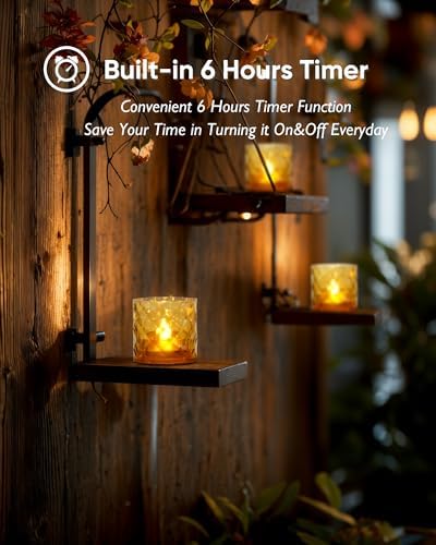 Homemory 2" Gold Acrylic Votive Candle & Holders with Auto Timer, 12 Pack - Image 3