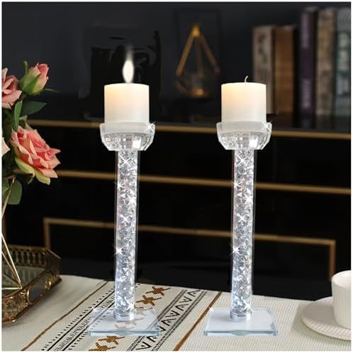Wocred Candle Holders Set of 2.Stunning Shabbat Candle Holders.8.6" Tall Crystal Candlestick Holders for Dinning Room,Mantelpiece. by Wocred