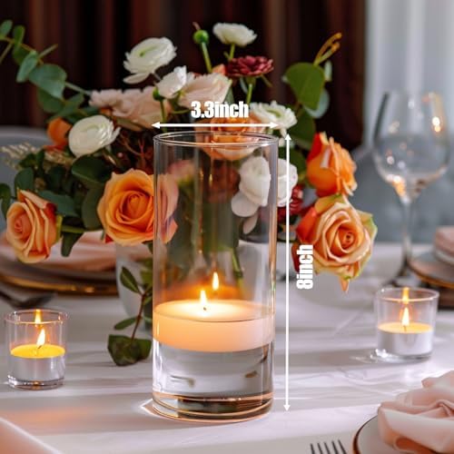 UPBUD 8 Inch Glass Cylinder Vases for Centerpieces, 12pcs Clear Flower Vase - Image 4