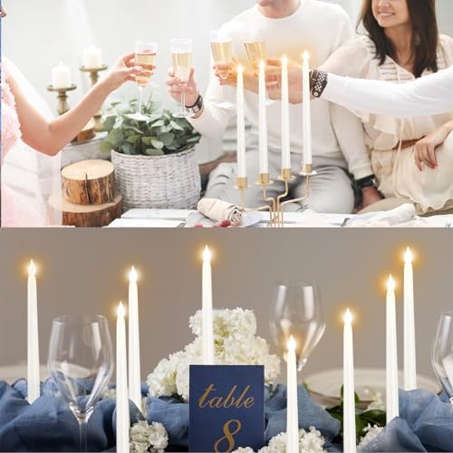 96pcs Flameless Flickering LED Taper Candles Bulk Battery Operated Candles for Christmas Halloween Birthday Wedding Party, (Ivory, 11 inch, 96pcs) - Image 5