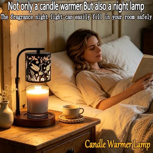 Candle Warmer Lamp,Candle Warmer,Candle lamp,Gifts for mom, Valentines Day Gifts,Candle Holders for Home Decor,Wooden Base，with 2 Bulbs(Black Hummingbird)… - Image 5
