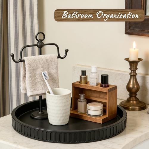12in Decorative Tray for Coffee Table Tray Decor, Black 100% Solid Concrete Decorative Round Tray for Kitchen, Living Room, Home Decor - Image 4