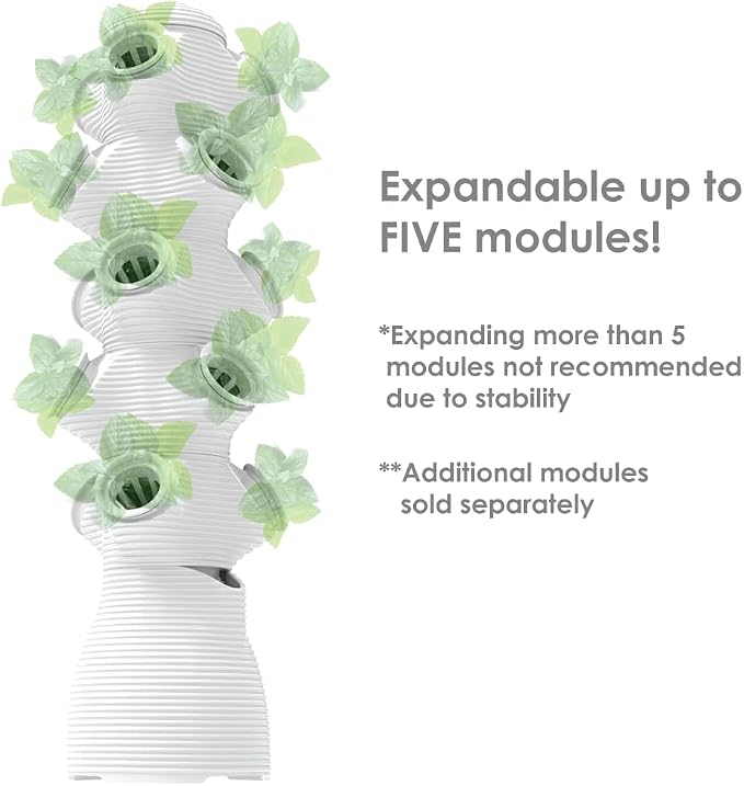 Indoor Desktop Hydroponics Tower System Growing Kit Perfect for Edible Flowers, Herbs, and Vegetables for Homes, Offices, Apartments, and Studios.