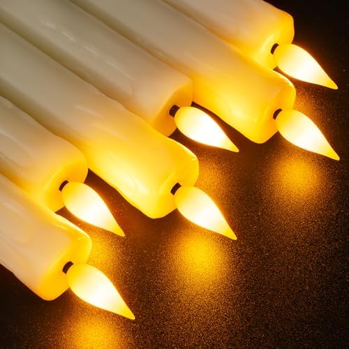 Homemory 2 PCS Flameless Taper Candles with Remote and Timer, 9.6 inch Ivory LED Candle Sticks Battery Operated, Dripless Real Wax Window Candles with 3D Flickering Flame for Fireplace Christmas - Image 4