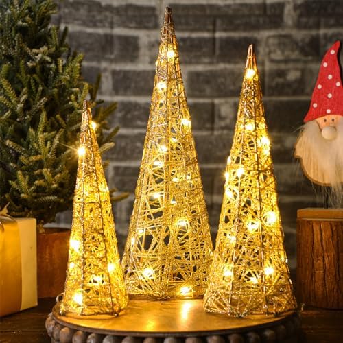 3 Pcs Tabletop Christmas Tree with Lights Christmas Centerpieces - Image 4