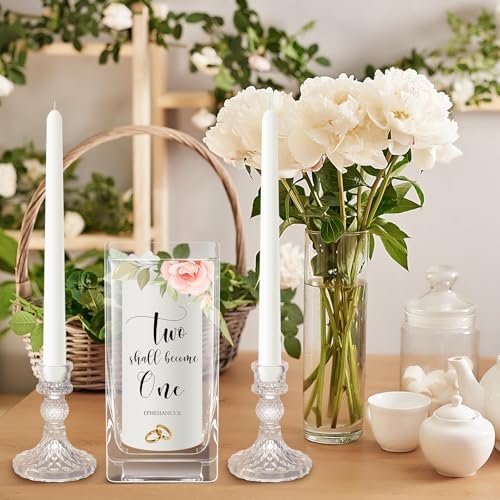 Foldtier 3 Pcs Wedding Unity Candle Set for Church Ceremony, Flower - Image 5