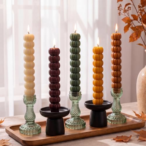 Conelist 5 Pcs Pumpkin Taper Candles Autumn Halloween Gifts, Multicolor - Image 4