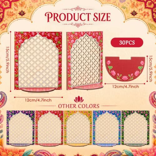 DoubleFill 30pcs Diwali Wooden Candle Holders for Wall Decor, Floral Lotus - Image 2