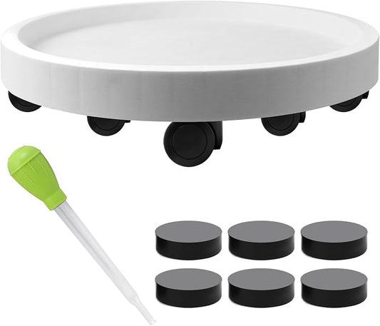 1Pack 23'' Extra Large Plant Stand with Wheels, Plant Stand Dolly for Heavy Planter,Wheeled Planter Saucer Tray,Rolling plant stand,Heavy-Duty Plant Caddy with Casters for Indoor and Outdoor(White)