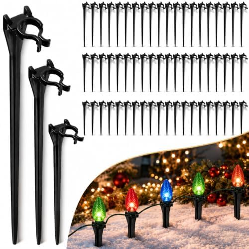 Christmas Light Stakes, 60 Pack C7 C9 Yard Lawn Light Stakes, 3 Sizes by Grandisk