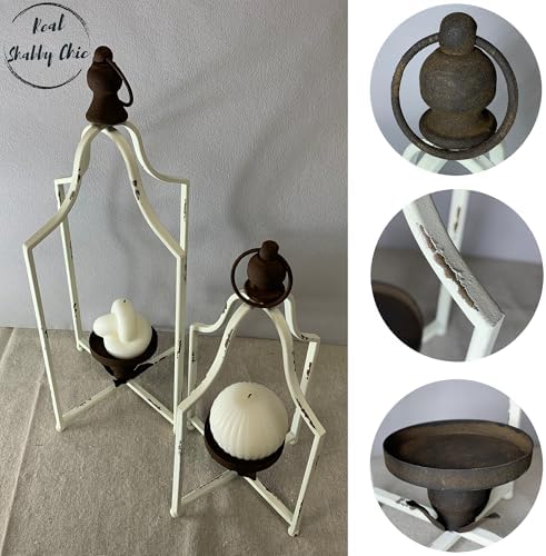 12.5" & 16.5" Timeless Cozy Decorative Lanterns Set of 2, Handcrafted Metal Iron Candle Holders, Farmhouse Elegance Fireplace Mantel Table Festive Gatherings Decor - Image 4