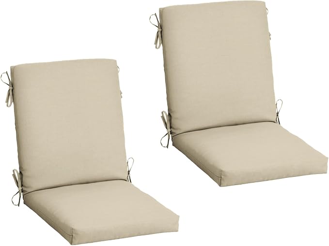 Arden 2-Pack Patio Dining Outdoor Chair Cushions, 20x44, Rain-Proof Seat Pad, Fade-Resistant Outdoor Cushion Tan Leala