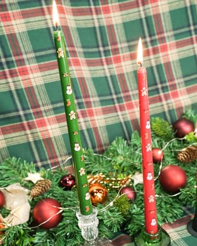 Tall Taper Candles Christmas Long Candlesticks 12 inch red Green Candle for Wedding Advent Home Decor Dinner Christmas，Set of 12,red Green - Image 3