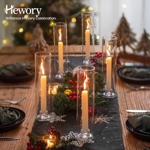 Hewory Hurricane Glass Candlestick Holders : 6 Pcs Clear Taper Candle Holders for Candlesticks - Hurricane Glass Candle Stick Candle Holders Bulk for Table Centerpiece Wedding Christmas Home Decor - Image 5