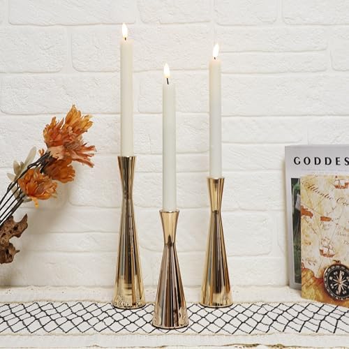 Taper Candle Holders Metal Candlestick Holders Set of 3 Table Mantel Decorative Candle Stand for Dinning,Party，Wedding,Home Decor(Gold) - Image 4