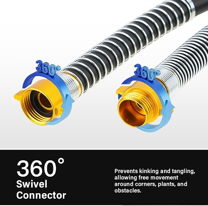 Garden Hose 5/8" x 75ft 4-Layer Heavy Duty Hose with 800 PSI Burst Pressure – Kink Resistant Flexible All-Weather Outdoor Hose for Yard Car Wash Pets Black