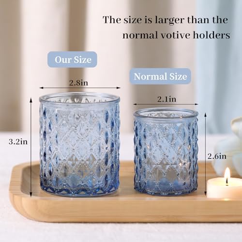 8 Pcs Large Votive Candle Holders Blue Tea Light Candle Holders - Image 2