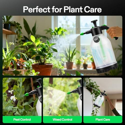 VIVOSUN Pump Sprayer, Portable Water Spray Bottle for Spraying Plants, Flowers, Weeds and Cleaning, Hand Pump with Side Filling Port, Measuring Cup, Adjustable Nozzles (Pack of 2)