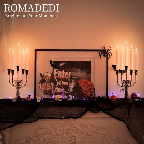 Romadedi Halloween Candelabra, Black 5-Arm Candle Holder 11.8", Set of 6 - Image 3