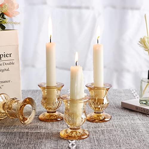 Letine Gold Candlestick Holders Set of 12-2.5" H Taper Candle Holders Bulk -Gold Glass Candle Holder for Valentine's Day, Christmas, Rustic Wedding Centerpieces, Party Decor - Image 5
