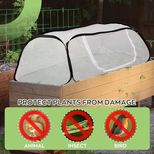 2 Pack Pop Up Raised Garden Bed Covers, 45x22x18 Inch Mesh with Zipper Door - Image 6
