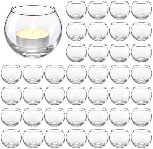 PINIWON 40pcs Clear Glass Round Votive Candle Holders, 2''×2'' by PINIWON