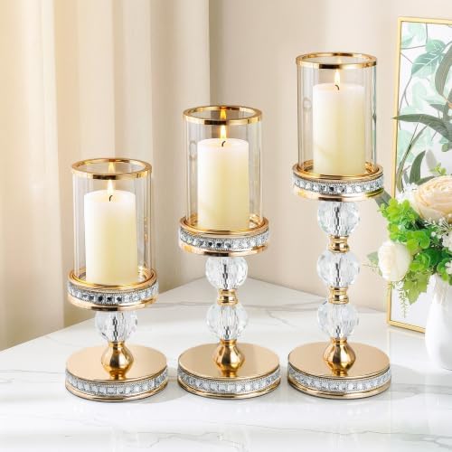 Hurricane Candle Holder, 12.6" Tall Metal Stand, Glass Pillar Candle Holder - Image 6