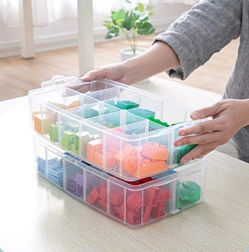 Sooyee 5 Layers Stackable Storage Container Clear 50 Adjustable Compartments, Compatible with Small Toys Arts and Crafts Piping Tips Hardware Storage Organizer