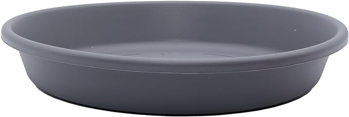 The HC Companies Flower Pot Saucers - Plastic Plant Saucer for Outdoors & Indoors - Traditional Design Plant Pot Trays for Water Drainage - Durable & Stylish Round Plant Tray (12-inch Warm Gray)