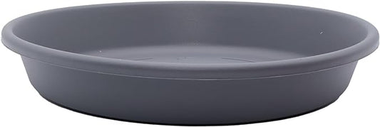 The HC Companies Flower Pot Saucers - Plastic Plant Saucer for Outdoors & Indoors - Traditional Design Plant Pot Trays for Water Drainage - Durable & Stylish Round Plant Tray (12-inch Warm Gray)