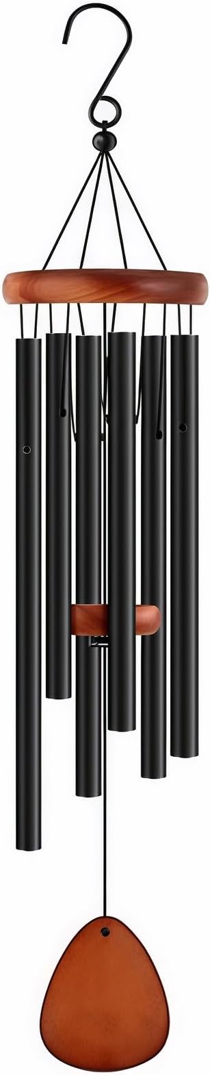 26 Inch Black Wind Chimes for Outside, Soft Tone Metal Wind Chimes for Garden Decor, Small to Medium Outdoor Chimes for Patio, Balcony, Housewarming Gift