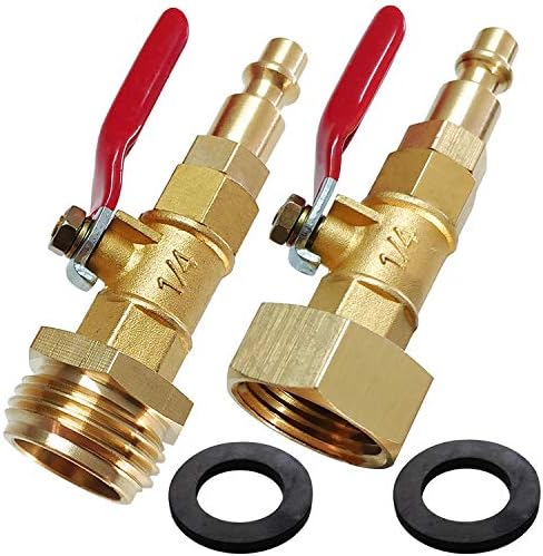 Lomodo Winterize Blowout Adapter Winterizing Tool with 1/4" Quick Connect Plug and 3/4" Garden Hose Threading, Brass Quick Fitting with Ball Valve for Blowing Out Water to Winterize Water Lines by Lomodo