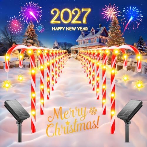 24 Pack Solar Candy Cane Lights Outdoor, Christmas Decorations Yard Decor by KELME