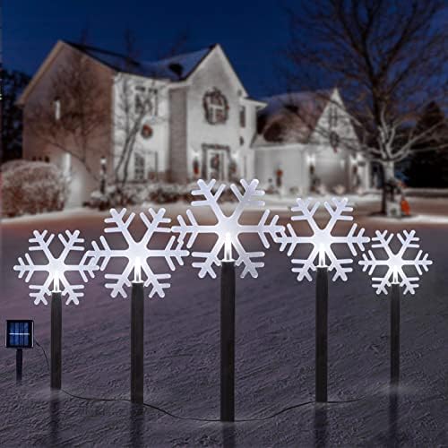BRIGHTDECK Snowflake Solar Christmas Lights Outdoor, 5 Pack Yard Stakes by BRIGHTDECK