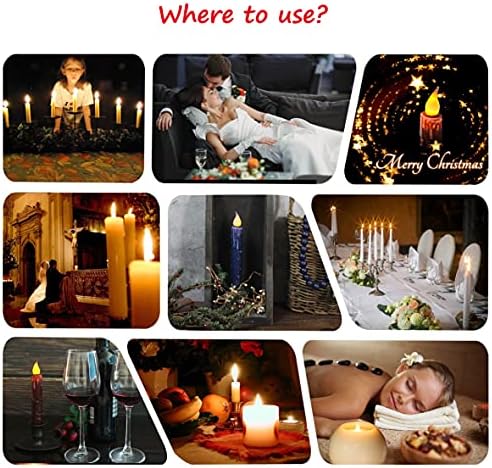 CVHOMEDECO. Real Wax Hand Dipped Battery Operated LED Timer Taper Candles Rustic Primitive Flameless Lights Decor, 6-3/4 Inch, Navy Blue, 2 PCS in a Package - Image 5